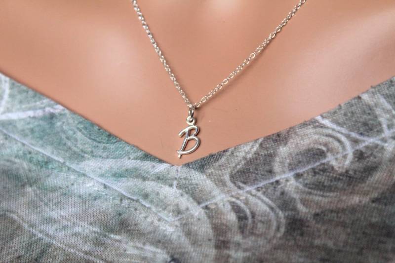 sterling Silber Schreibschrift Initial B Halskette von HannahCatherines
