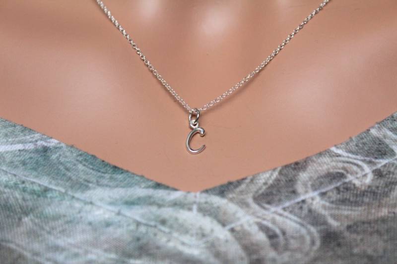 sterling Silber Cursive Initial C Halskette von HannahCatherines