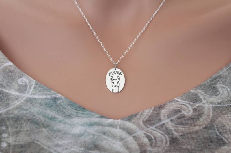 sterling Silber Mama Llama Anhänger Halskette von HannahCatherines