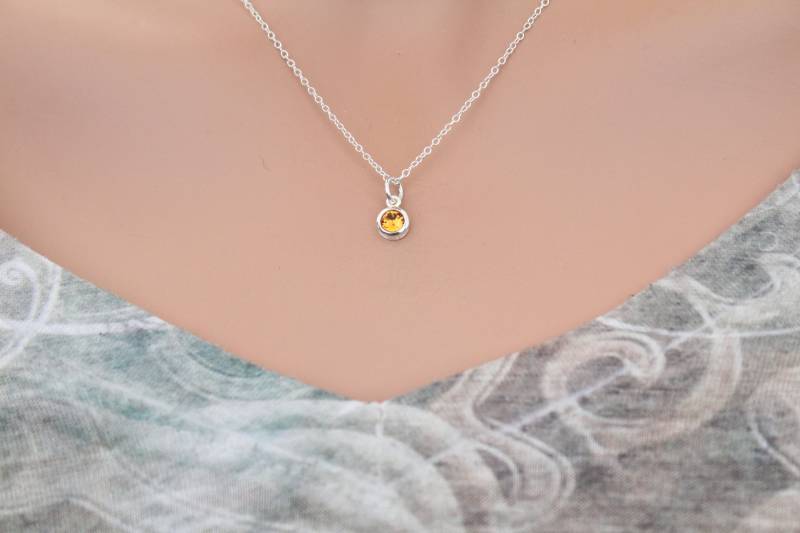 sterling Silber November Birthstone Halskette Gold Kristall Anhänger von HannahCatherines