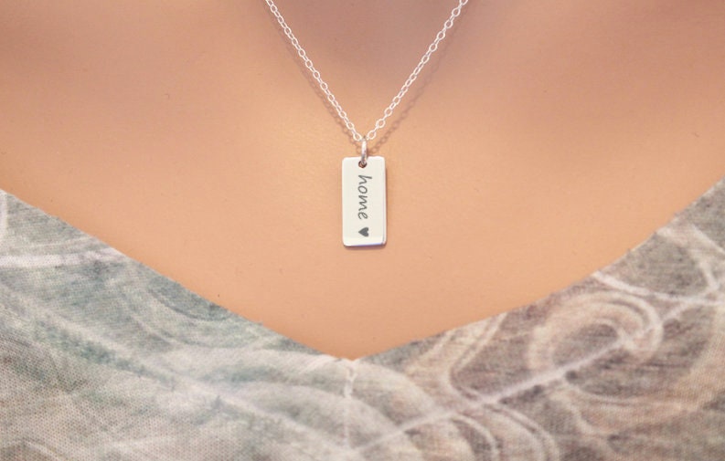 sterling Silber Home Charm Halskette Schmuck Mit Gravur von HannahCatherines