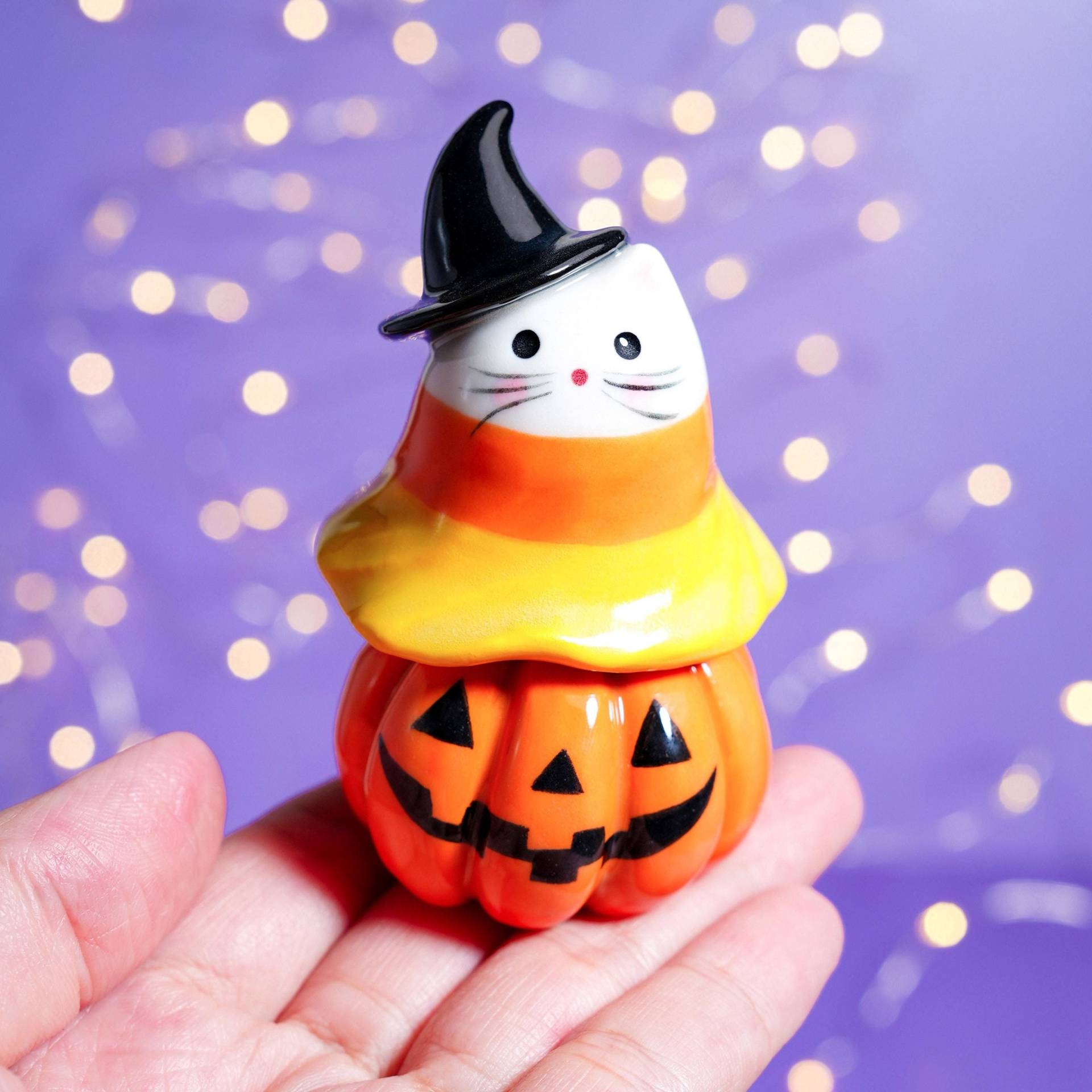 Keramik Kürbis Katze Figur Gruseliges Halloween Dekor von HannahLoveCeramics