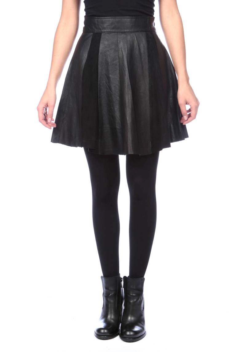 Nappaleder Minirock Wildleder Panel Rock Mit Hoher Taille, Auf Bestellung Hergestellt von Hannaleatherfashion