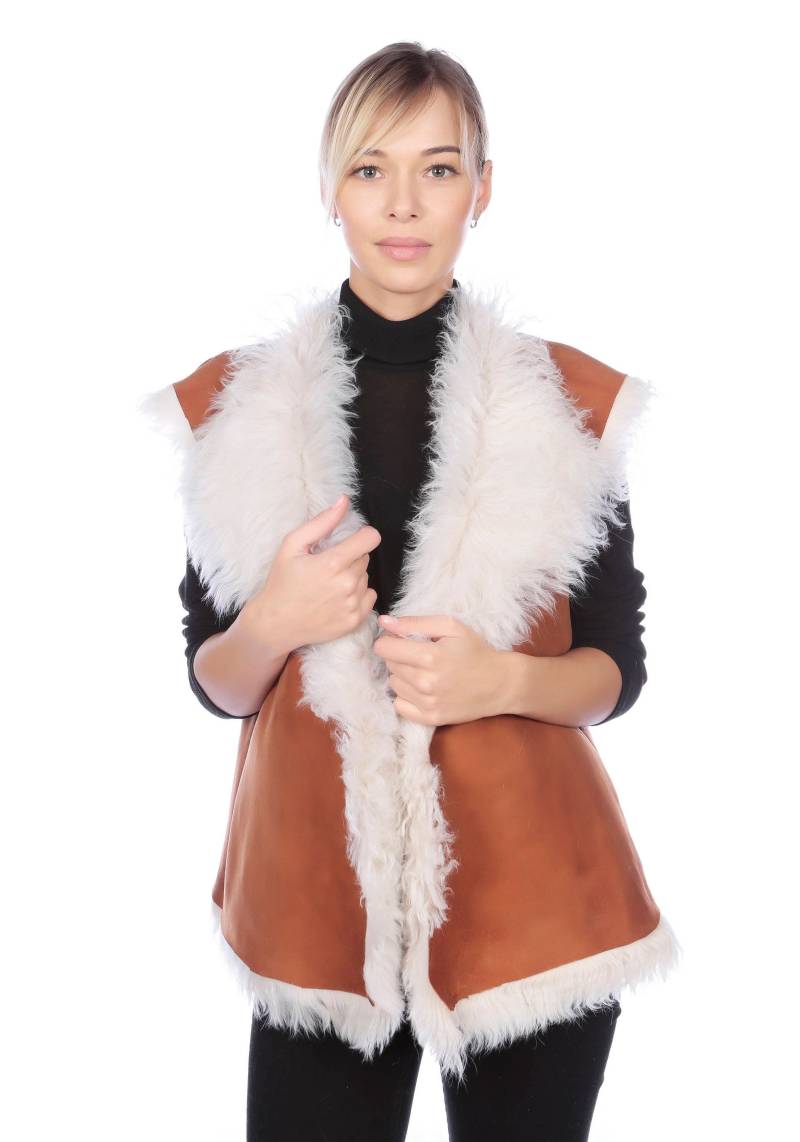 Reversible Oversized Toscana Lammfellweste Weißes Lockiges Schaffell Weste, Größe M/L von Hannaleatherfashion