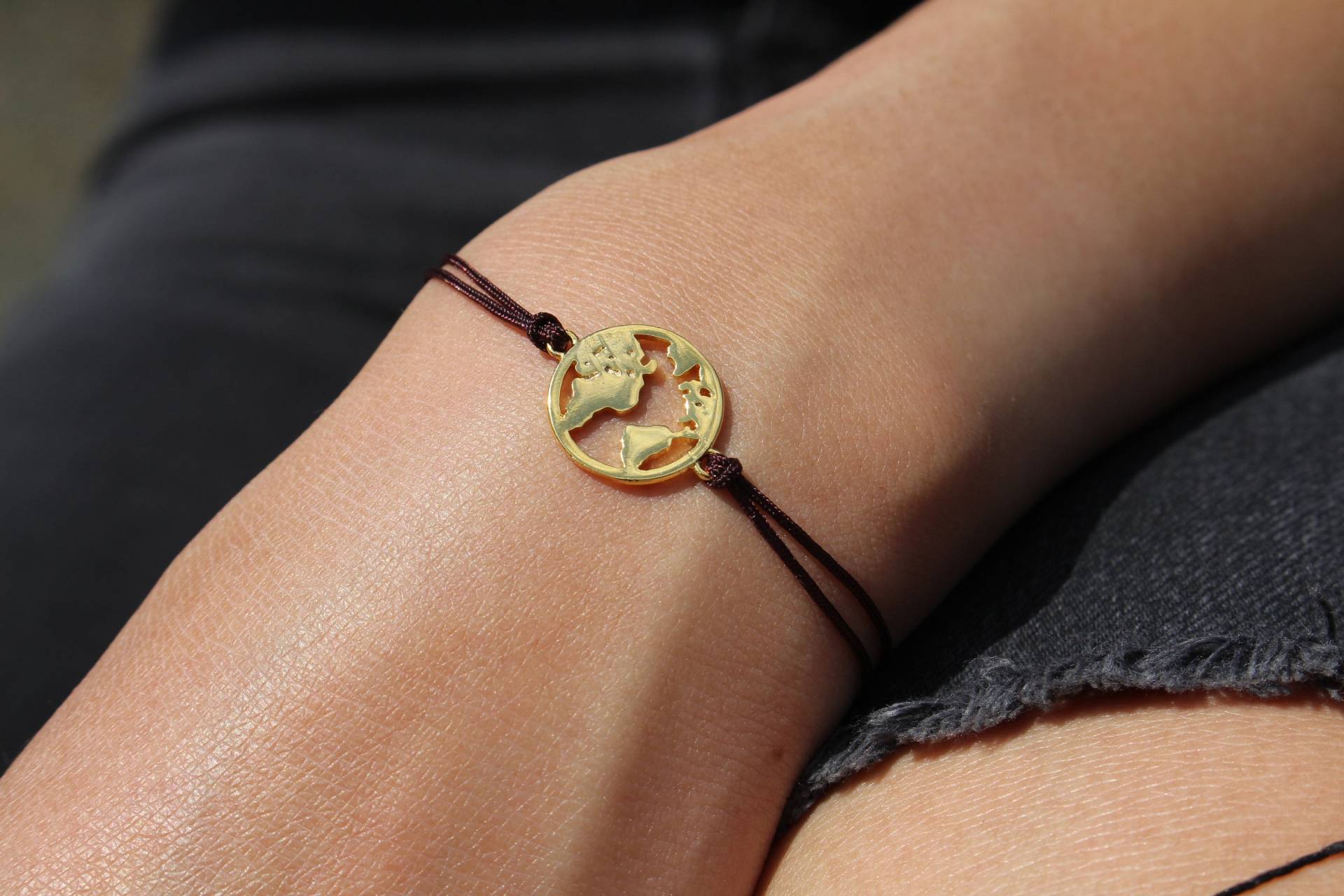 Kordel Weltkarte Gold Armband/Fußkette - Hannischjewelry von HannischJewelry