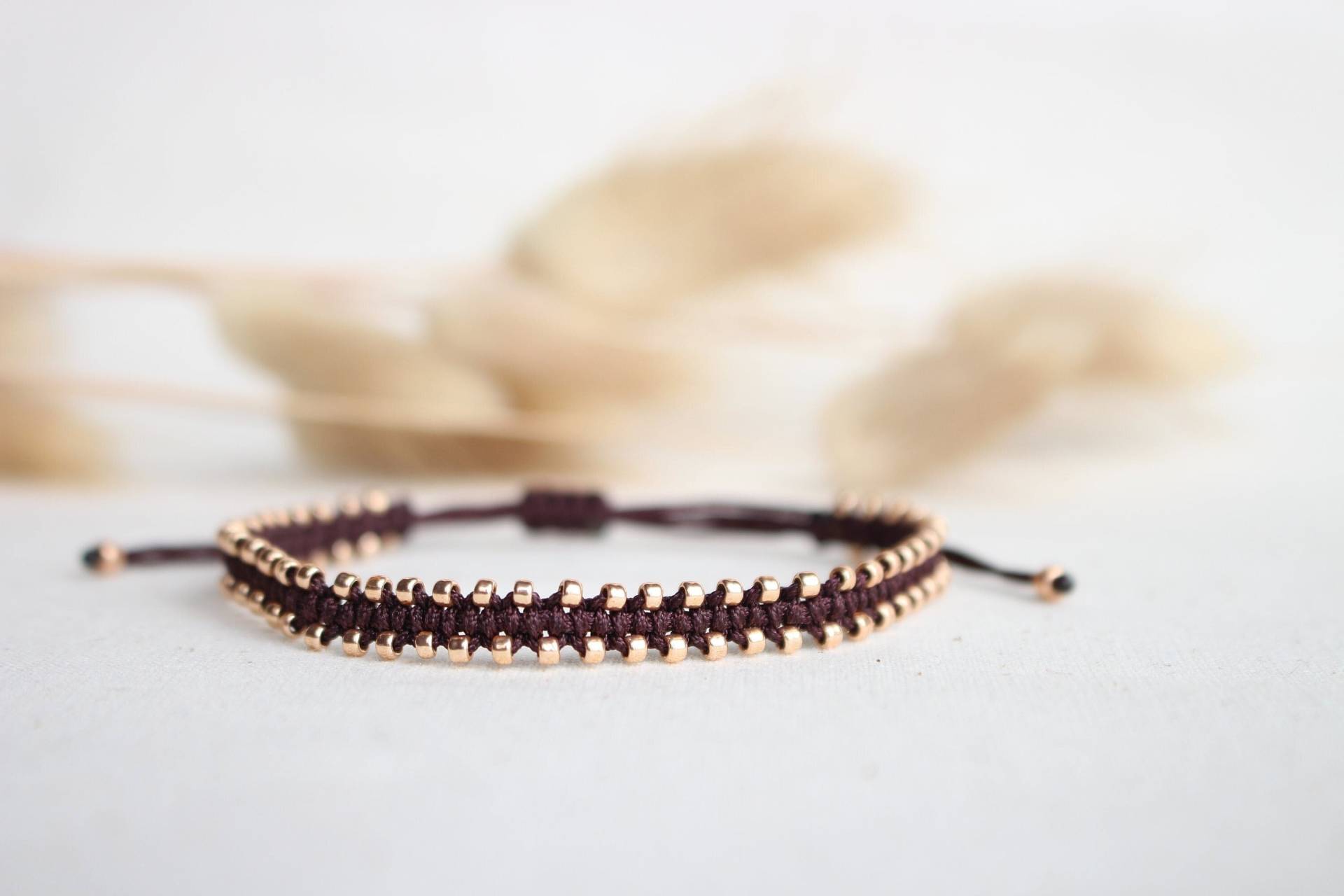 Makramee Viele Kleine Rose Gold Perlen Armband/Fußkette - Hannischjewelry von HannischJewelry
