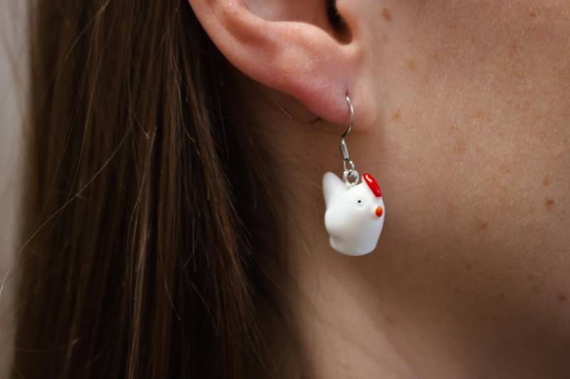 Ohrring Edelstahl Huhn - Hannischjewelry von HannischJewelry