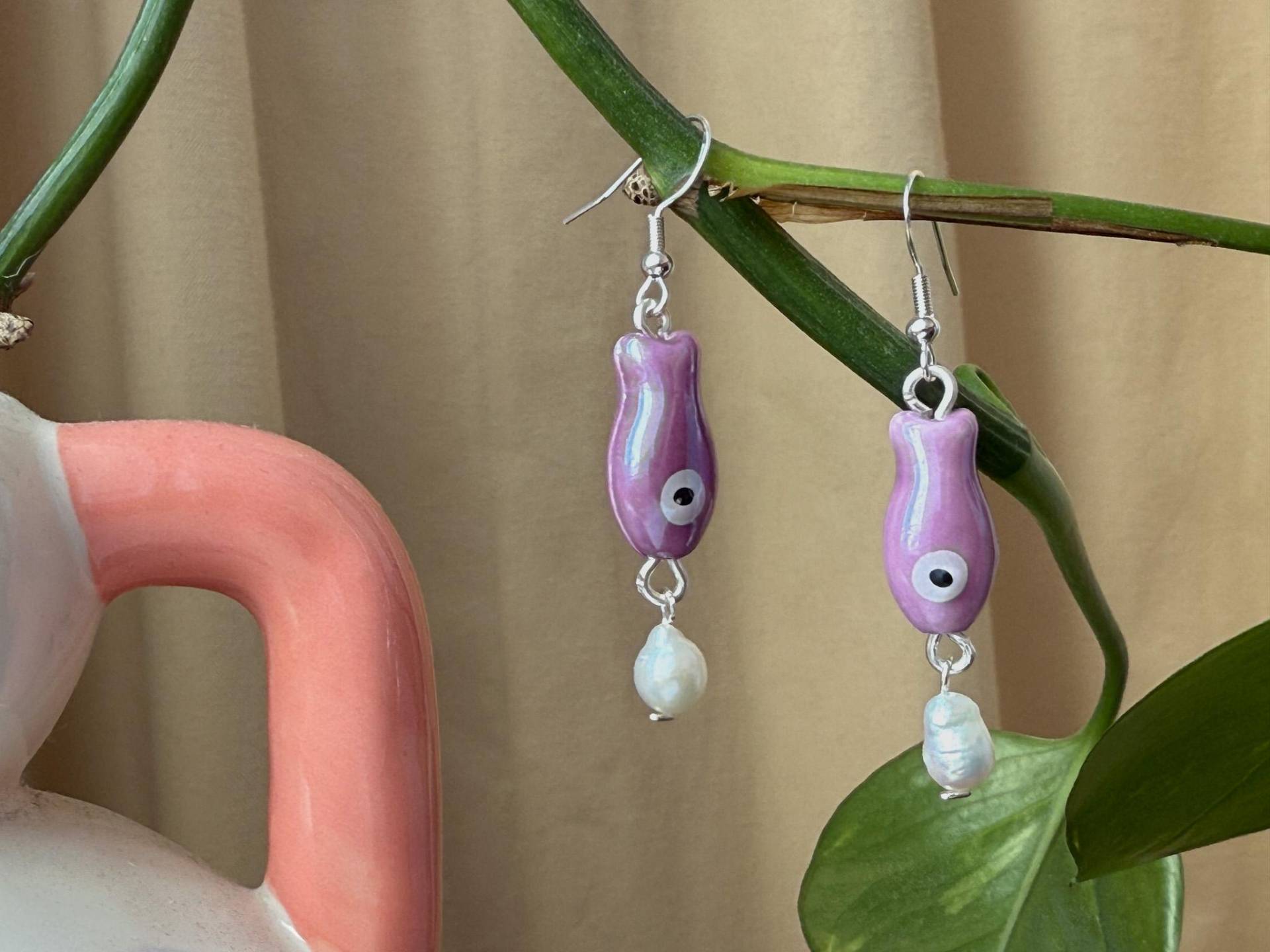 Ohrring Fisch Flieder - Hannischjewelry von HannischJewelry