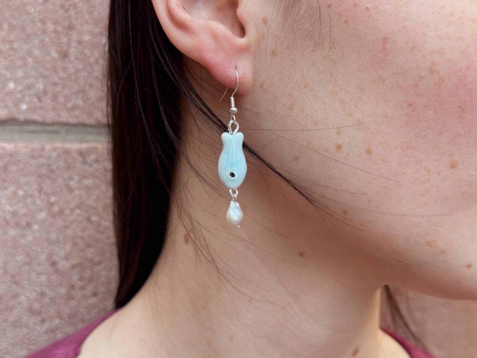 Ohrring Fisch Weiß - Hannischjewelry von HannischJewelry