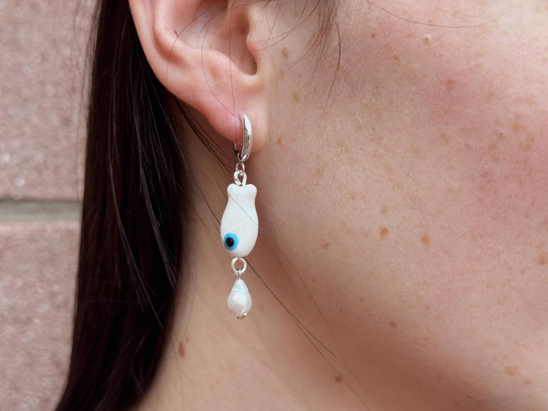 Ohrring Fisch Weiß - Hannischjewelry von HannischJewelry