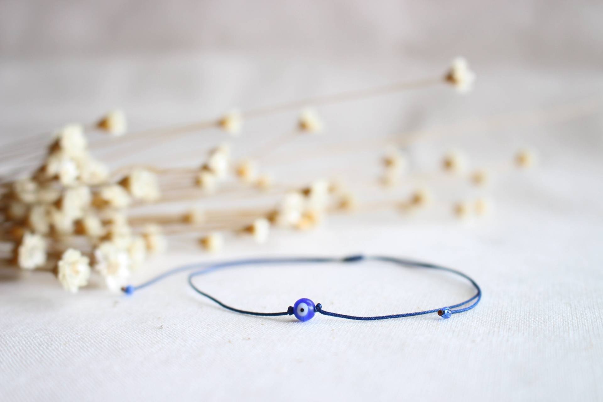 Ultra Slim Kordel Evil Eye Blau Armband/Fußkette - Tinylittlepiecesshop von HannischJewelry