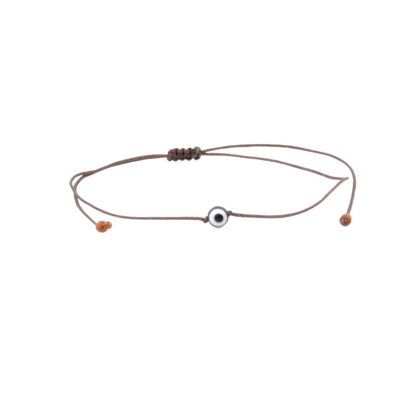 Ultra Slim Kordel Evil Eye Braun Armband/Fußkette - Tinylittlepiecesshop von HannischJewelry