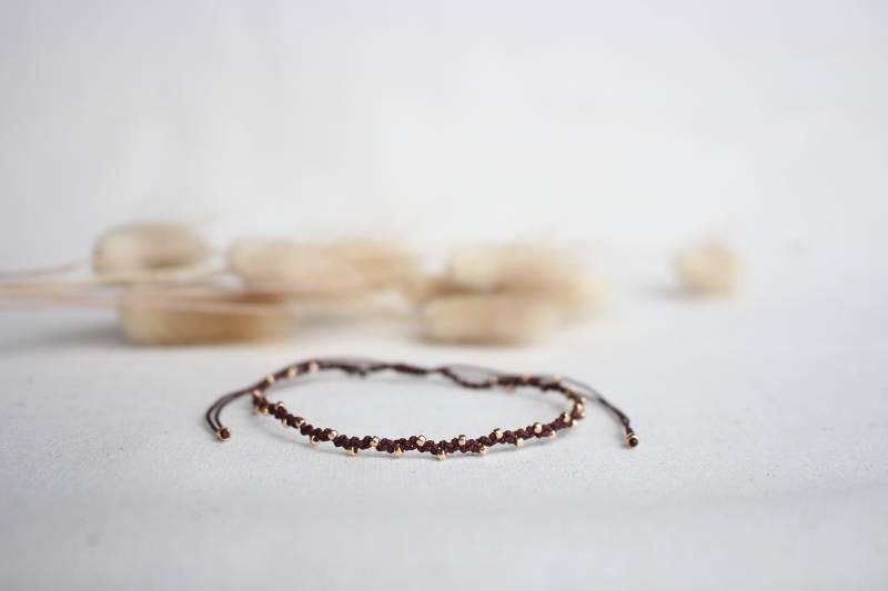 Ultra Slim Zickzack Makramee Kupfer Armband/Fußkette - Tinylittlepiecesshop von HannischJewelry