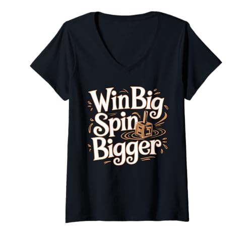 Damen Chanukah Jüdischer Feiertag Chanukah Dreidel Champion T-Shirt mit V-Ausschnitt Damen Chanukah Jüdischer Feiertag Chanukah Dreidel Champion T-Shirt mit V-Ausschnitt von Hannukah Jewish Holiday Dreidel Champion