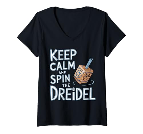 Damen Chanukah Jüdischer Feiertag Chanukah Dreidel Champion T-Shirt mit V-Ausschnitt Damen Chanukah Jüdischer Feiertag Chanukah Dreidel Champion T-Shirt mit V-Ausschnitt von Hannukah Jewish Holiday Dreidel Champion