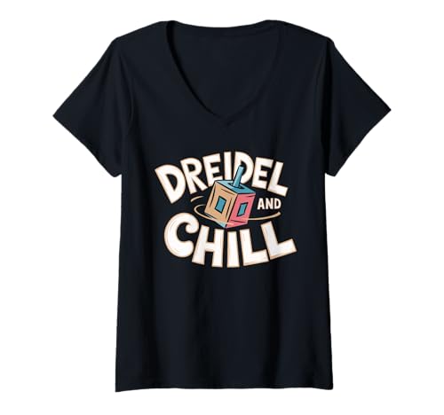 Damen Chanukah Jüdischer Feiertag Chanukah Dreidel Champion T-Shirt mit V-Ausschnitt Damen Chanukah Jüdischer Feiertag Chanukah Dreidel Champion T-Shirt mit V-Ausschnitt von Hannukah Jewish Holiday Dreidel Champion