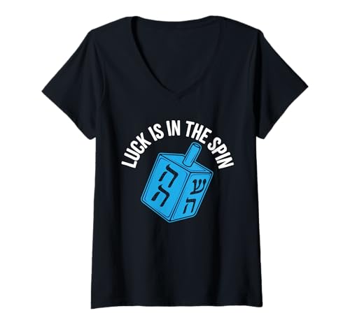 Damen Chanukah Jüdischer Feiertag Chanukah Dreidel Champion T-Shirt mit V-Ausschnitt Damen Chanukah Jüdischer Feiertag Chanukah Dreidel Champion T-Shirt mit V-Ausschnitt von Hannukah Jewish Holiday Dreidel Champion