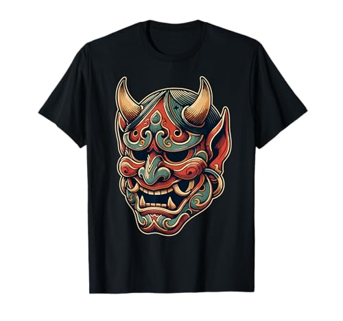 Yokai Oni Gesichtsmaske Japanischer Teufel Japanischer Dämon Oni Maske T-Shirt von Hannya Oni Mask Aesthetic