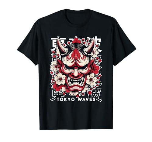Yokai Oni Gesichtsmaske Japanischer Teufel Japanischer Dämon Oni Maske T-Shirt von Hannya Oni Mask Aesthetic