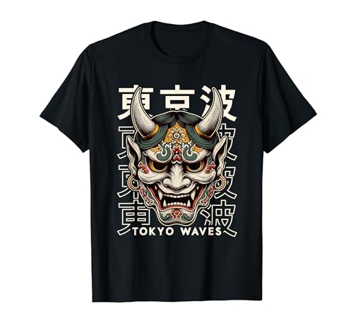 Yokai Oni Gesichtsmaske Japanischer Teufel Japanischer Dämon Oni Maske T-Shirt von Hannya Oni Mask Aesthetic