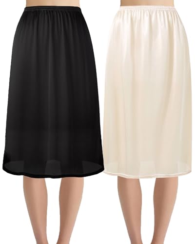 Hanpceirs 69/79cm 2 Stück Lang Röcke für Damen Unterrock Petticoat für Unter Kleider Extender Unterrock Schwarz und Beige XL von Hanpceirs