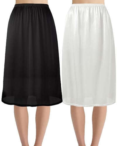 Hanpceirs 69/79cm 2 Stück Lang Röcke für Damen Unterrock Petticoat für Unter Kleider Extender Unterrock Schwarz und Weiß S von Hanpceirs