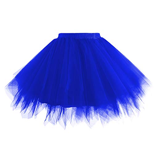 Hanpceirs Damen Karneval Kostüm Tüllrock 1950er Vintage Tüll Petticoat Rock Ballett Bubble Tutu Königsblau XL von Hanpceirs