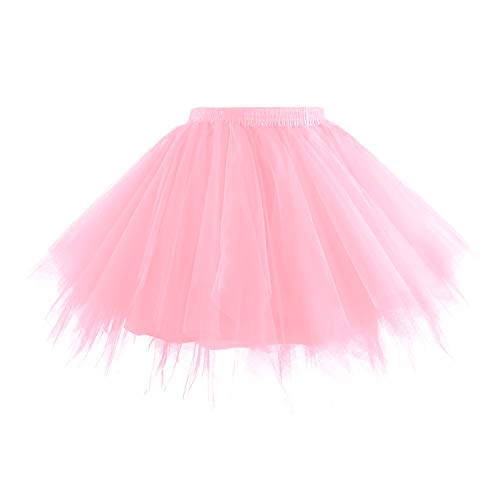 Hanpceirs Damen Karneval Kostüm Tüllrock 1950er Vintage Tüll Petticoat Rock Ballett Bubble Tutu Pink M von Hanpceirs
