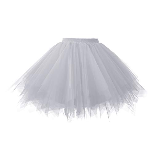 Hanpceirs Damen Karneval Kostüm Tüllrock 1950er Vintage Tüll Petticoat Rock Ballett Bubble Tutu Silber XL von Hanpceirs