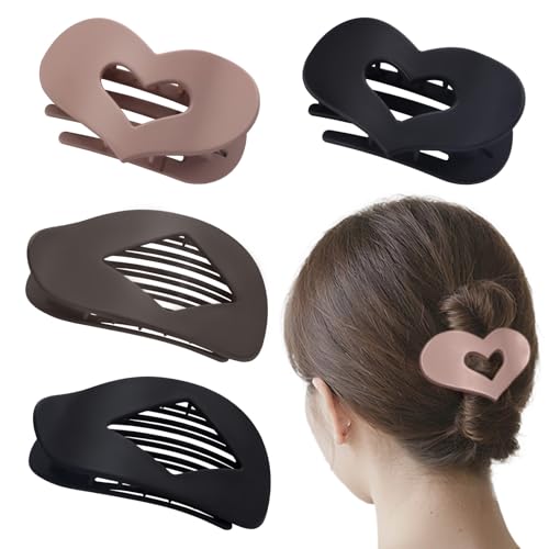 Hanqing Flache Haarspangen für Damen, 2 Stile, mattes gebogenes Design, Haarspangen für dünnes, dickes Haar (einfarbig), 4 Stück von Hanqing