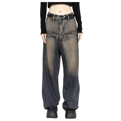 Baggy Jeans Damen Harajuku Aesthetic Y2K Jeans Cargo Jeans High Waist Wide Leg Boyfriend Hosen Schlupfjeans 90Er Streetwear Vintage Freizeithose Jeanshose Hip Hop E-Girl Jeans von Hanraz