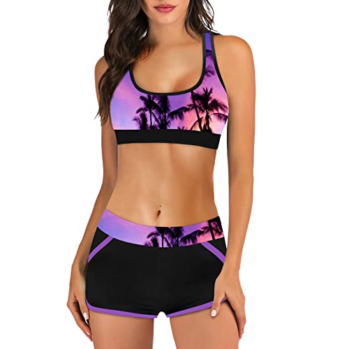 Damen Bikini Set Elegante Zweiteilige Streifen Pailletten Push Up Badebekleidung Hoch Geschnittener Tankini Weicher Bequemer Schulterfreier Badeanzug Triangel Badeanzug niedriger taillierter… von Hanraz