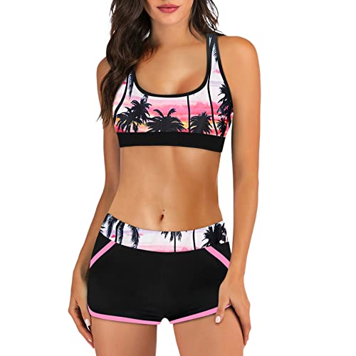 Damen Bikini Set Elegante Zweiteilige Streifen Pailletten Push Up Badebekleidung Hoch Geschnittener Tankini Weicher Bequemer Schulterfreier Badeanzug Triangel Badeanzug niedriger taillierter… von Hanraz