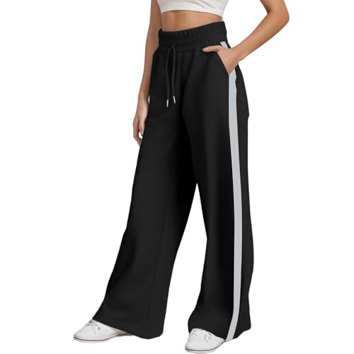 Damen Jogginghose, Jogginghose Damen Baggy Weites Bein Schlupfhose Trainingshose Basic Freizeit Haushose Sporthosen Große Größen Y2k Stoffhose Für Activewear Und Alltag von Hanraz