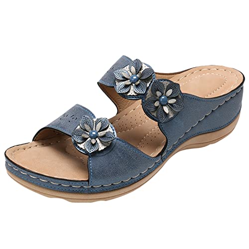 Damen Sommer PU Leder Sandalen Strand Hausschuhe Sandalen Bohemia T-Riemen Frauen Sandalen Mädchen Sandaletten von Hanraz