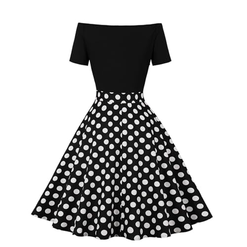 Festliche Kleider Für Damen Kurz, Rockabilly Kleider Damen Gepunktet Vintage Sommer Etuikleid Abendkleider Polka Swing Retro Ballkleid Abendkleid Hochzeit Elegant Party Cocktailkleid Sommerkleid von Hanraz