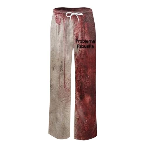 Halloween kostüm Kinder Jungen, Problem Gelöst Jogginghose Halloween Kostüm Horror Blutflecken Gothic Jogginghose Sporthose Elastischer Baggy Trainingshose Laufhose Cosplay Freizeithose von Hanraz