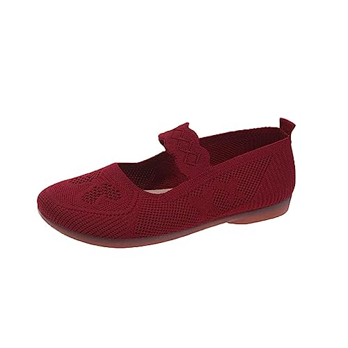 Hanraz Ballerinas Damen Sportlich, Komfortable Sportschuhe Flach Strick Ballerinas Damen Weit Strickschuhe Ballerinas Elegant Stoffballerinas Sommerschuhe von Hanraz