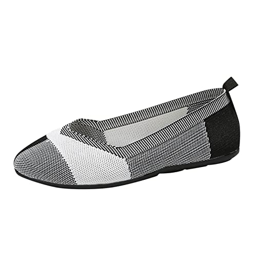 Hanraz Ballerinas Damen Weiss Knit Sportschuhe Eleganter Stoffballerinas Damen Schwarz Schuhe Damen Sommer Elegant Elegant Schuhe Freizeitschuhe von Hanraz