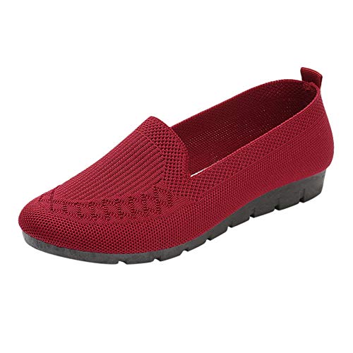 Hanraz Ballerinas Damen Weiss: Stricken Stoffballerinas Flat Schuhe Damen Elegant Flach Damenschuhe Elegant Knit Freizeitschuhe Sportschuhe von Hanraz