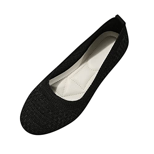 Hanraz Ballerinas Schwarz, Knit Ballerinas Schuhe Stricken Sommerschuhe Damen Elegant Freizeitschuhe Damen Sommer Sneaker rutschfest Sportschuhe Stoffballerinas von Hanraz