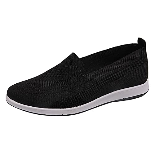 Hanraz Ballerinas Slip Flach Stoffballerinas Flat Stoffballerinas Damen Schwarz Strickschuhe Ballerinas Sommer Sneaker Sportschuhe von Hanraz