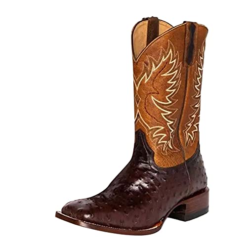 Hanraz Biker Boots Damen - Cowboystiefel Damen Halbstiefel Retro Sommerstiefeletten Niederung Westernstiefel Trichterabsatz Blockabsatz Stiefel Sommer Übergangsstiefel | Schwarz,beige Gr.36-42 von Hanraz