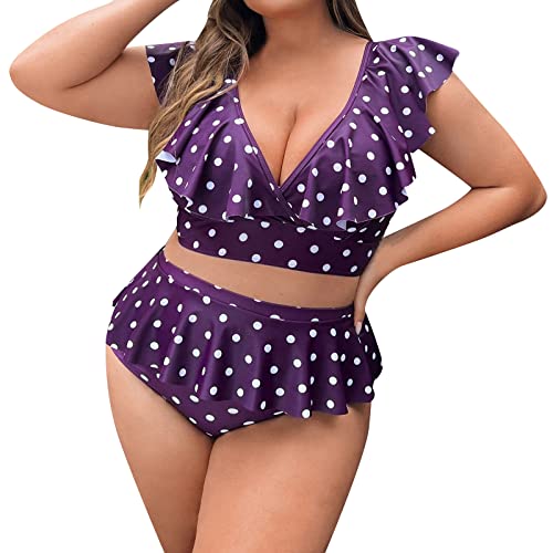 Hanraz Damen Badeanzug Triangel für Frauen Bademode Swimsuit V Ausschnitt Blumenmuster Einteiliger Badeanzug,für D bis G Tasse von Hanraz