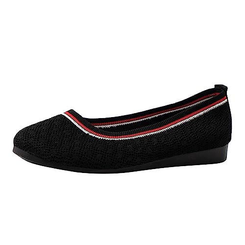 Hanraz Damen Ballerinas Slip on Knit, Knit Sommerschuhe rutschfest Sportschuhe Damen Weiss Sommerschuhe Damen Elegant Sommer Damenschuhe Schuhe von Hanraz