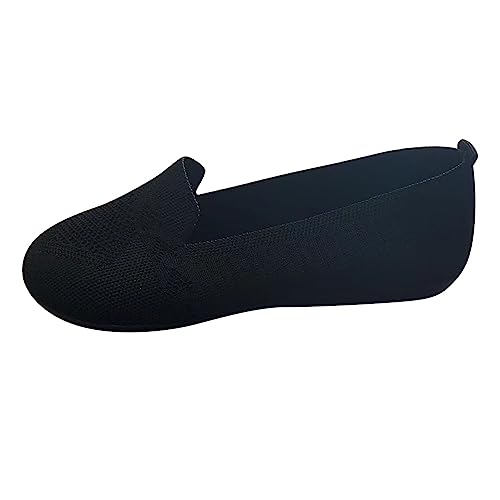 Hanraz Damen Ballerinas Slip on Knit: rutschfest Stoffballerinas Stricken Schuhe Damen Schwarz Ballerinas Strick Spitze Knit Flache Schuhe Sportschuhe von Hanraz