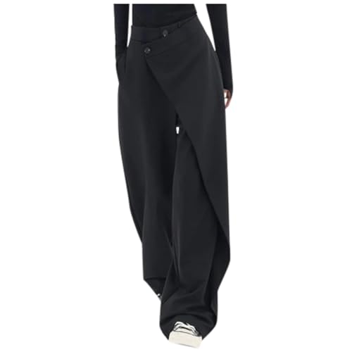 Hanraz Marlenehose Damen, Weite Hose Damen: Asymmetrische Anzughose Mit Unregelmäßigem Design Modische Freizeithose & Bürohose Gerader Schnitt Weite Beinweite Y2K-Stil Bequeme Sommerhose Hanraz Marlenehose Damen, Weite Hose Damen: Asymmetrische Anzughose Mit Unregelmäßigem Design Modische Freizeithose & Bürohose Gerader Schnitt Weite Beinweite Y2K-Stil Bequeme Sommerhose von Hanraz