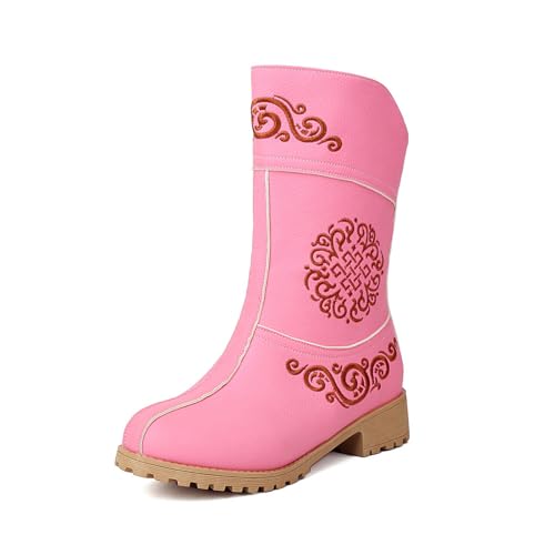 Hanraz Festival Boots Damen - Cowboystiefel Damen Niederung Retro Cowboy Boots Trichterabsatz Sommerstiefeletten Blockabsatz Sommer Übergangsstiefel Stickereien Sommerstiefel | Schwarz,beige Gr.36-42 von Hanraz