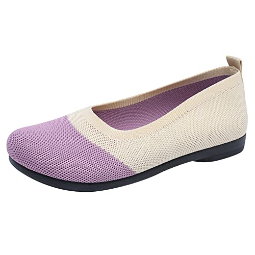 Hanraz Freizeitschuhe Damen: rutschfest Flache Schuhe Komfortable Flache Schuhe Für Damen Schwarz Ballerinas Strick Spitze Knit Ballerinas Schuhe Sneaker von Hanraz