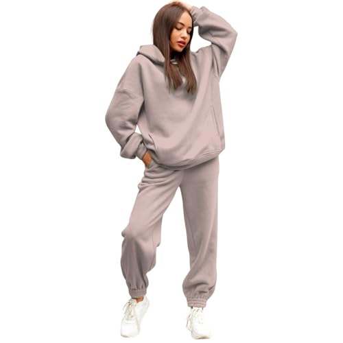 Hanraz Jogginganzug Damen xs, Jogginganzug Damen mit Kapuze Y2K Streatwear Trainingsanzüge 2 Teile Set Sweatshirt Elegant Freizeitanzug Sport Zweiteiler Outfit von Hanraz